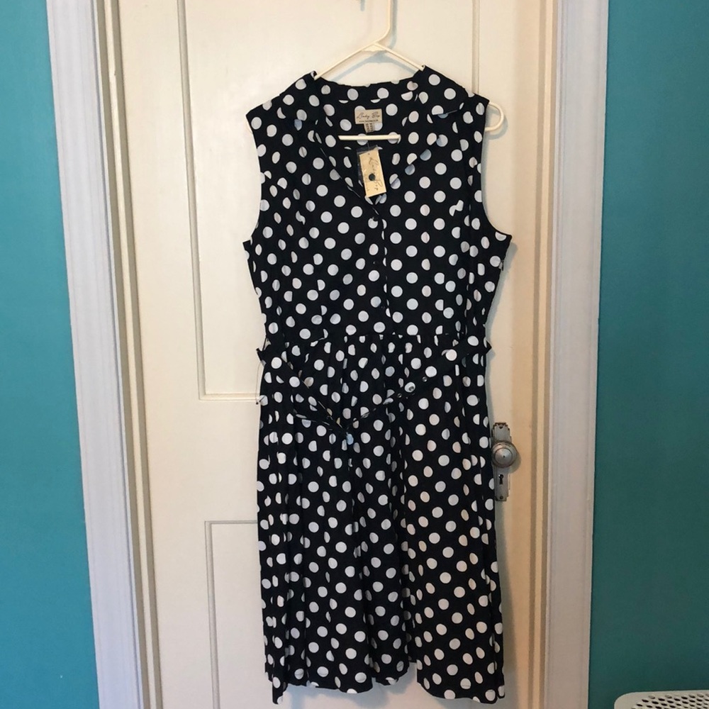 Lindy bop black and white polka dot dress